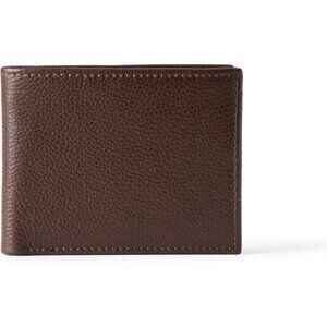 Men's Full Grain Leather Brown Classic Bifold Wallet Card Style Slip Pocket